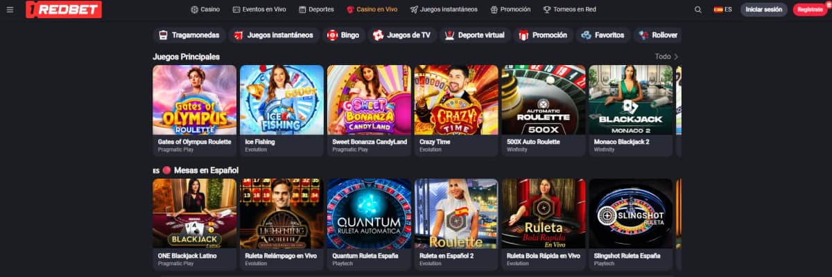 1RedBet casino mesas