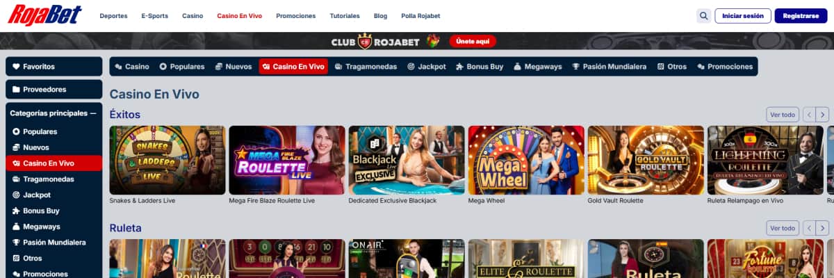 Rojabet casino en vivo